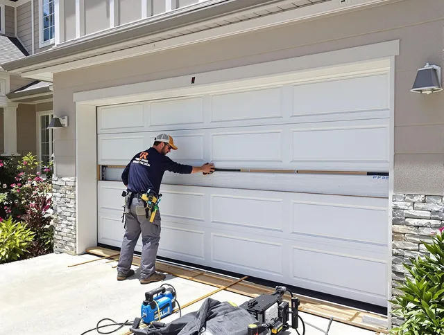 Groton Garage Door Repair team performing complete garage door replacement at Groton residence
