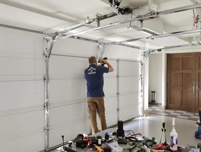 Groton Garage Door Repair certified technician performing precision garage door repair in Groton