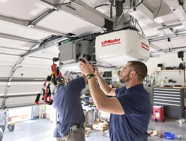 Groton Garage Door Repair technician performing advanced diagnostics on garage opener in Groton